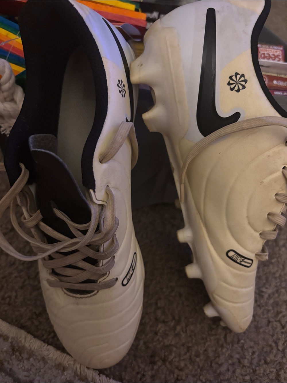 Nike White and Black Kids Soccer Cleats
